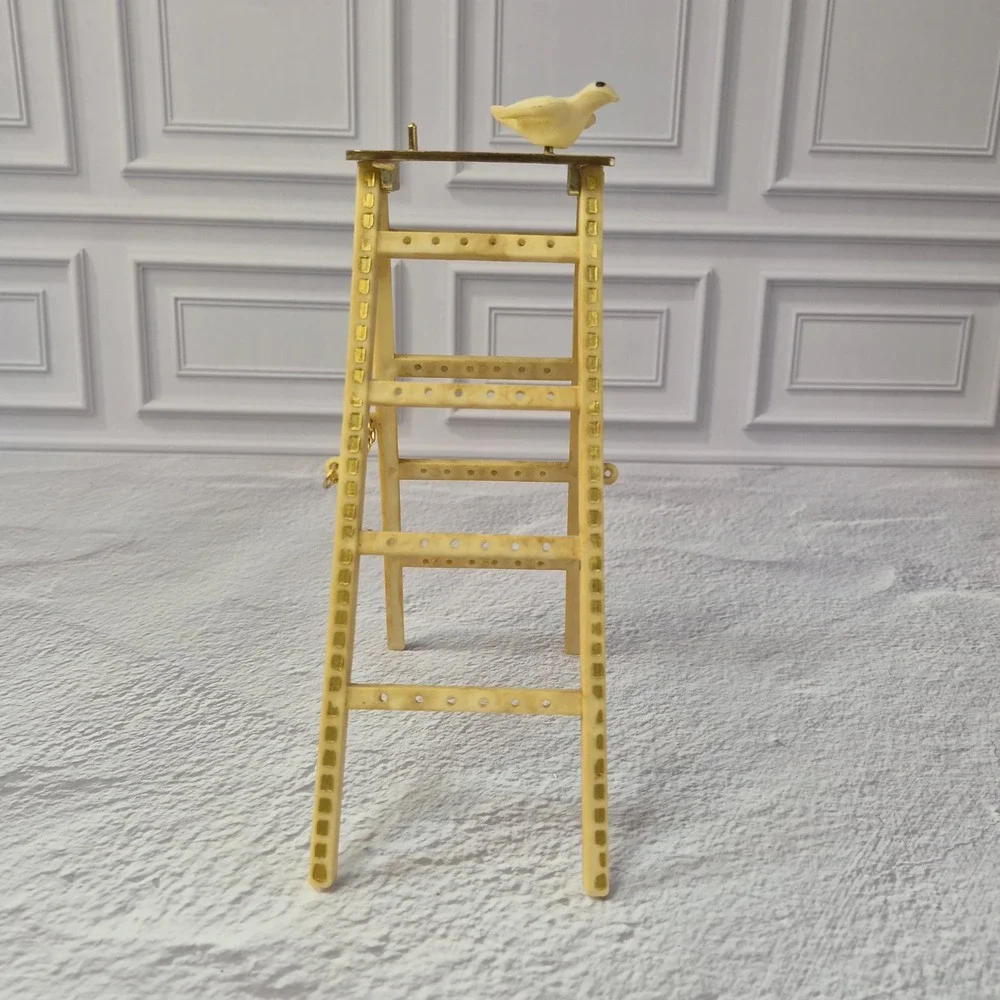 Vintage Ladder Earring Stand Organizer Cream with Bird Dove Retro Stud Holder